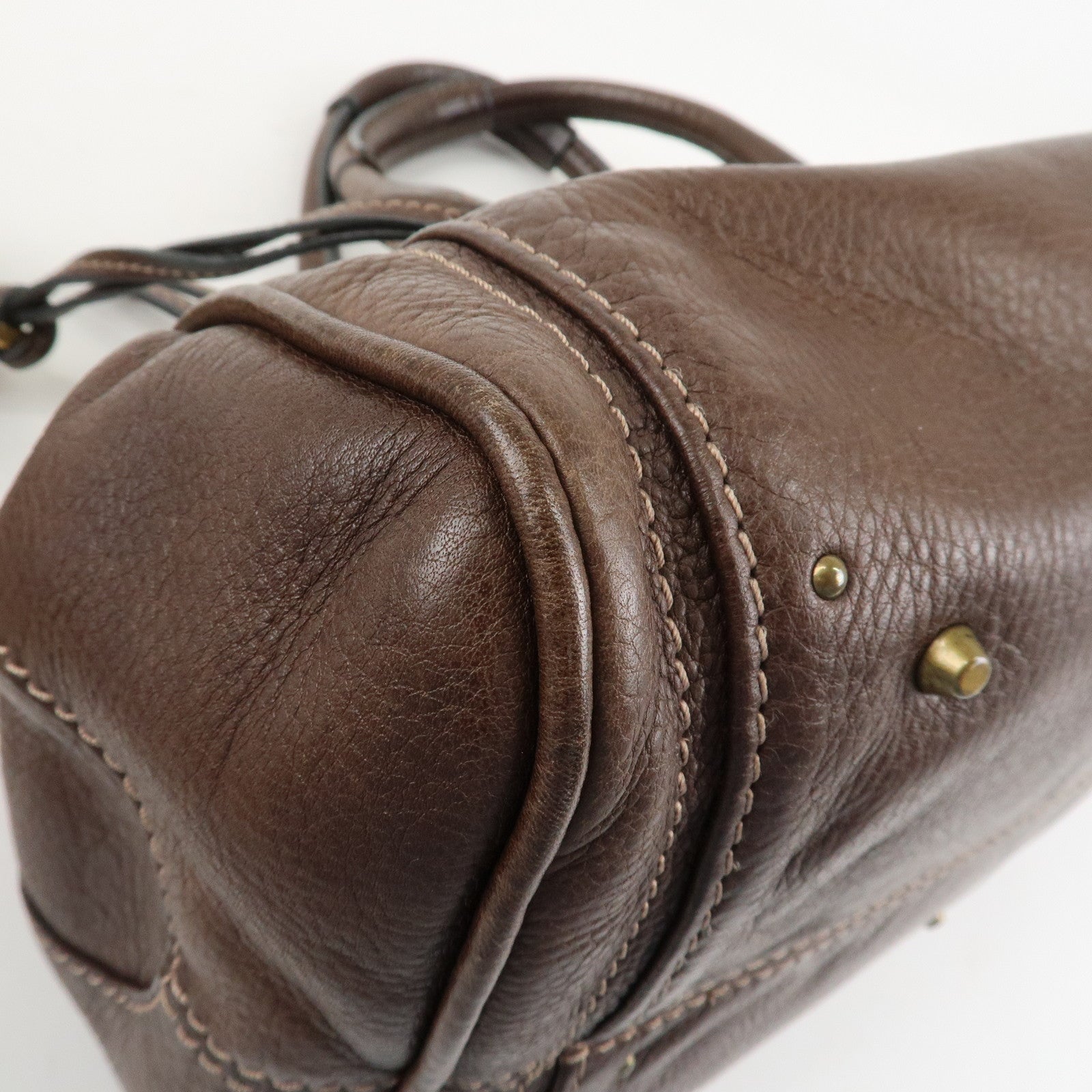 Chloe Paddington Leather Hand Bag Shoulder Bag Medium Brown Used