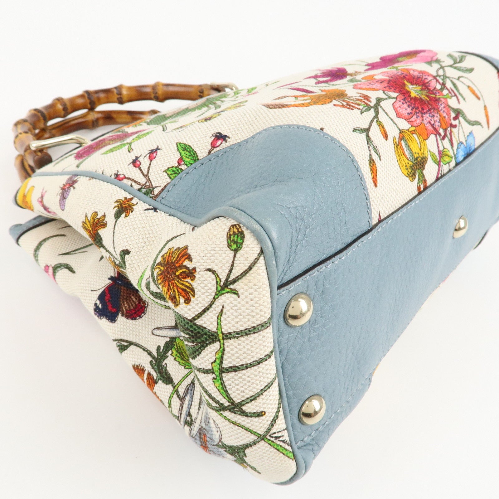 GUCCI Bamboo Canvas Leather 2Way Bag Flora Japan Limited 336032 Used