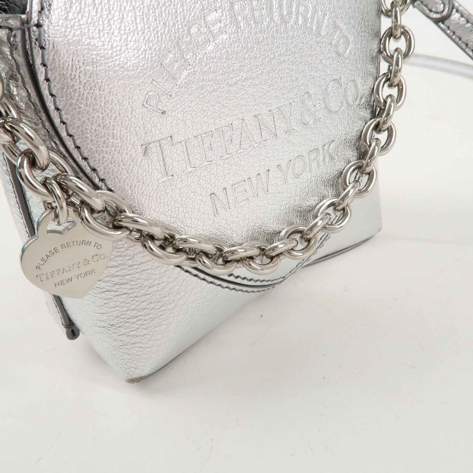 Tiffany&Co. Leather Return to Tiffany Micro Tote Bag SIlver