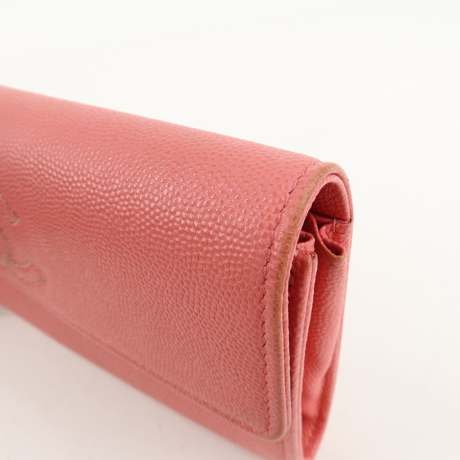 CHANEL Caviar Skin Coco Mark Bi-fold Long Wallet Pink