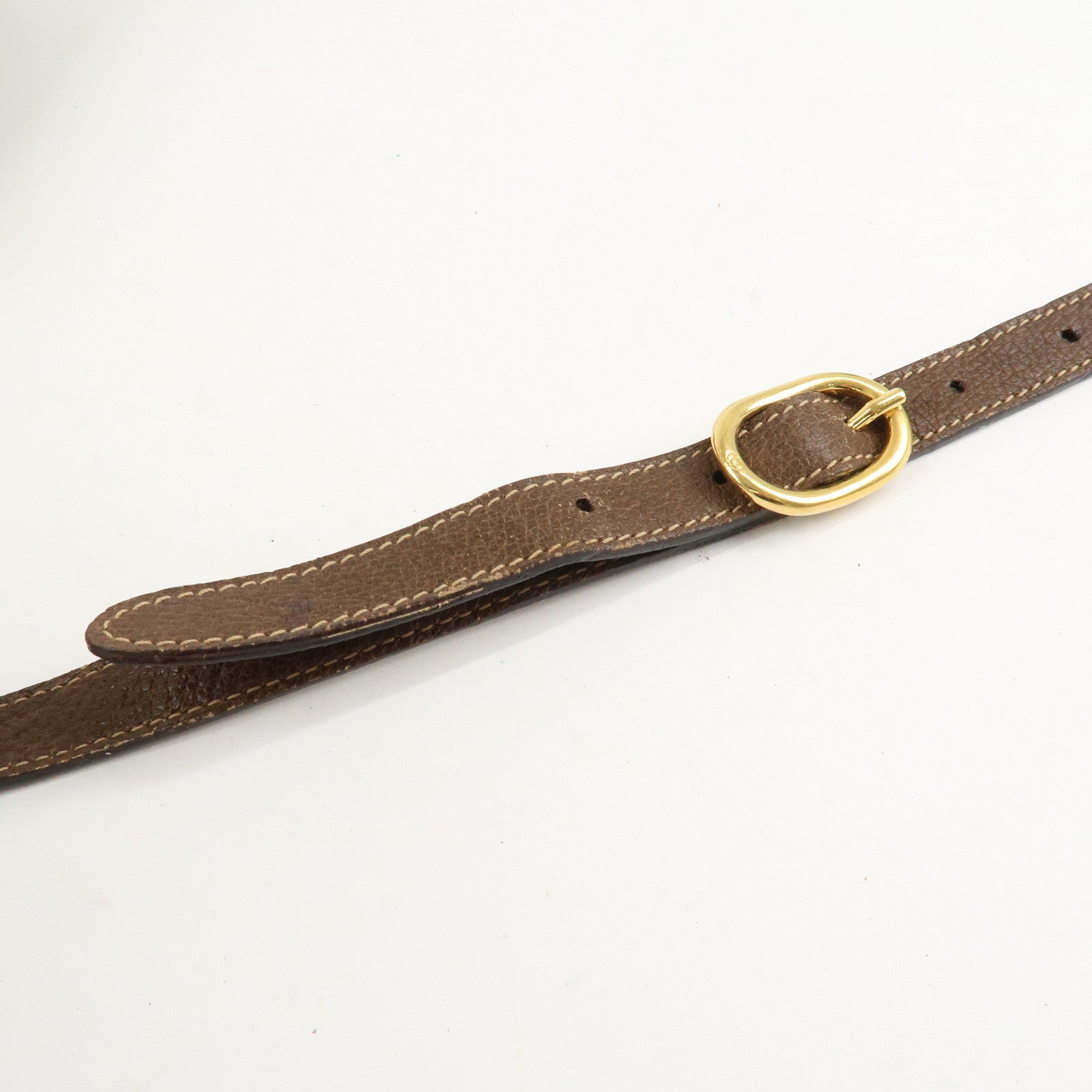 GUCCI Old GUCCI Sherry GG Plus Leather Shoulder Bag Beige Brown Used