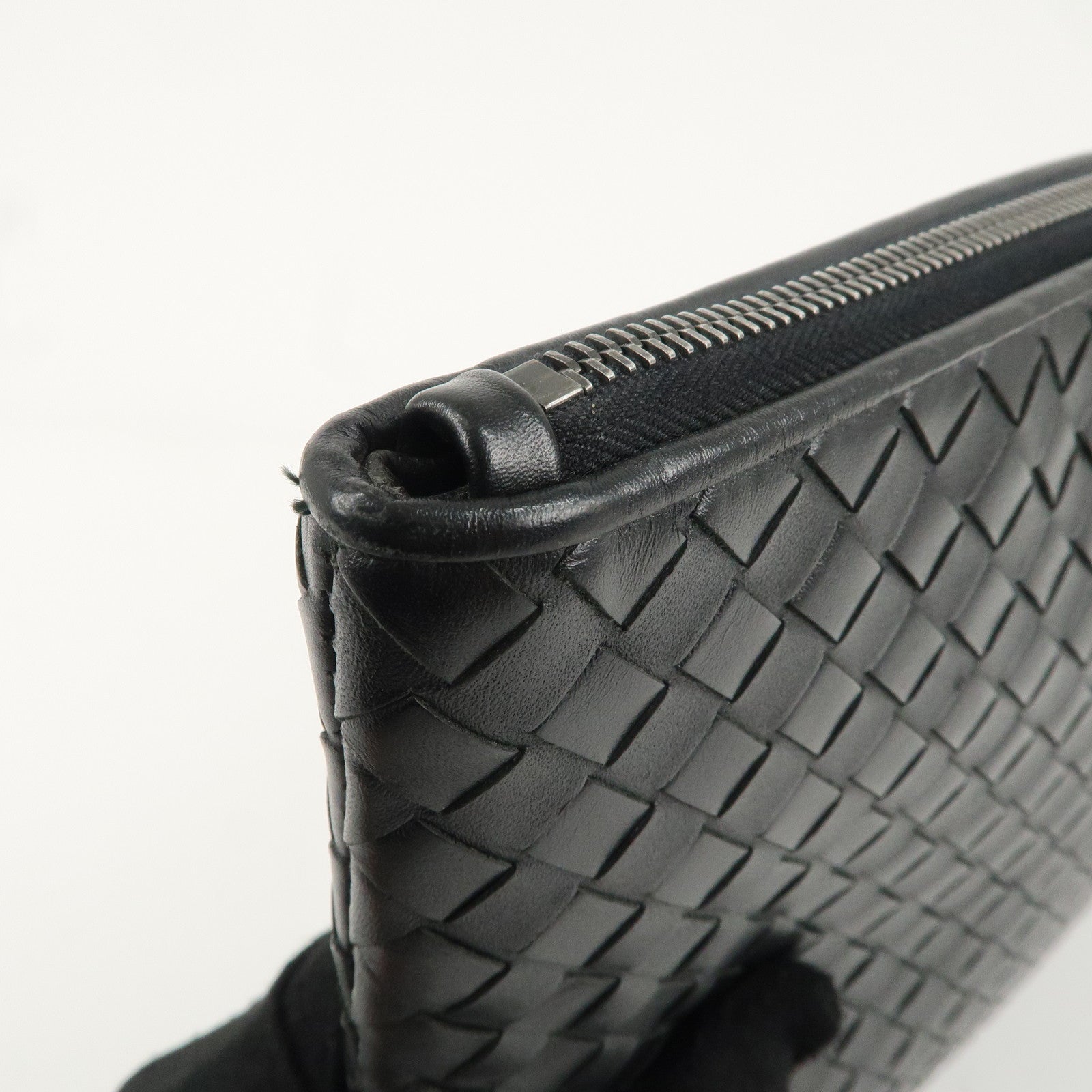 BOTTEGA VENETA Intrecciato Leather Clutch Bag Black