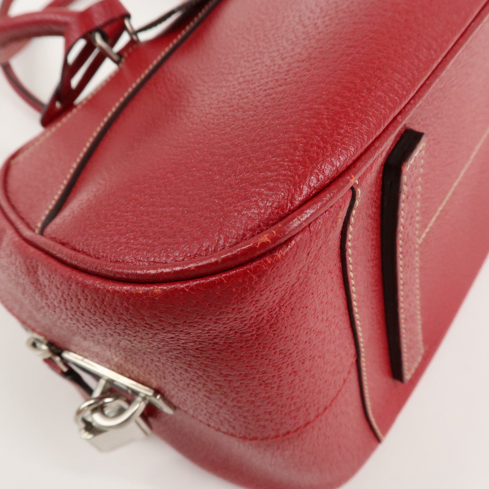 PRADA Leather Shoulder Bag Hand Bag Red B10748 F/S