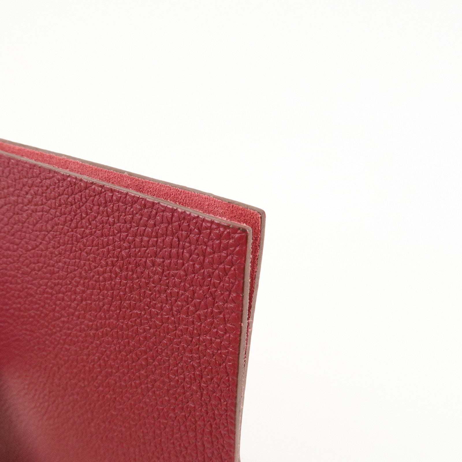 HERMES Togo Leather Ulysse MM □N Stamped Notebook Cover Ruby Used