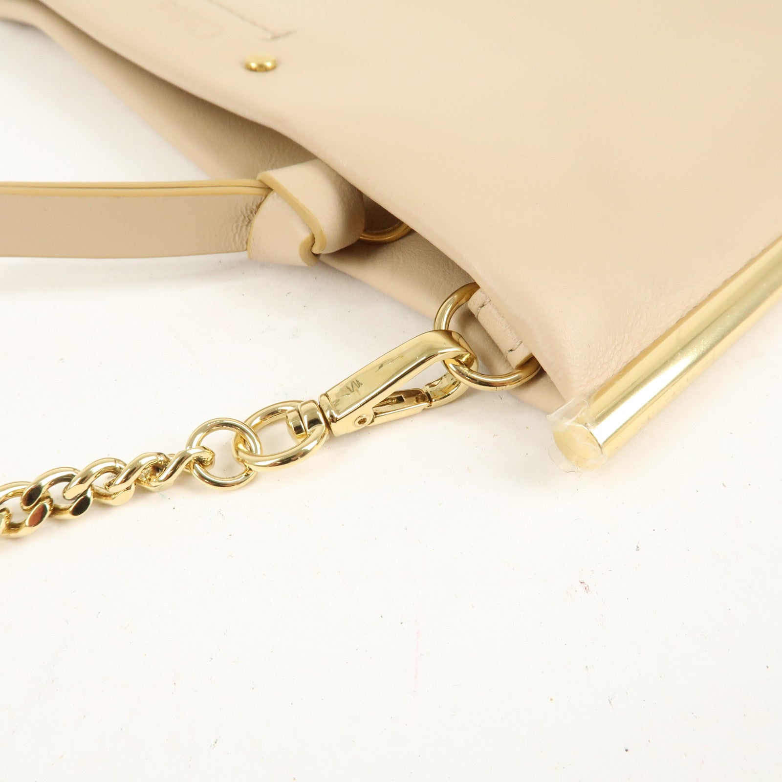 Chloe Leather Chain Shoulder Bag  Mini Bag Gold HDW Beige Used