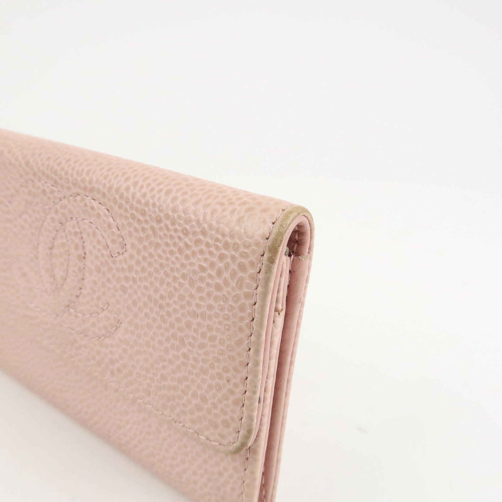 CHANEL COCO Mark Caviar Skin Card Case Card Holder Pink A50074 Used