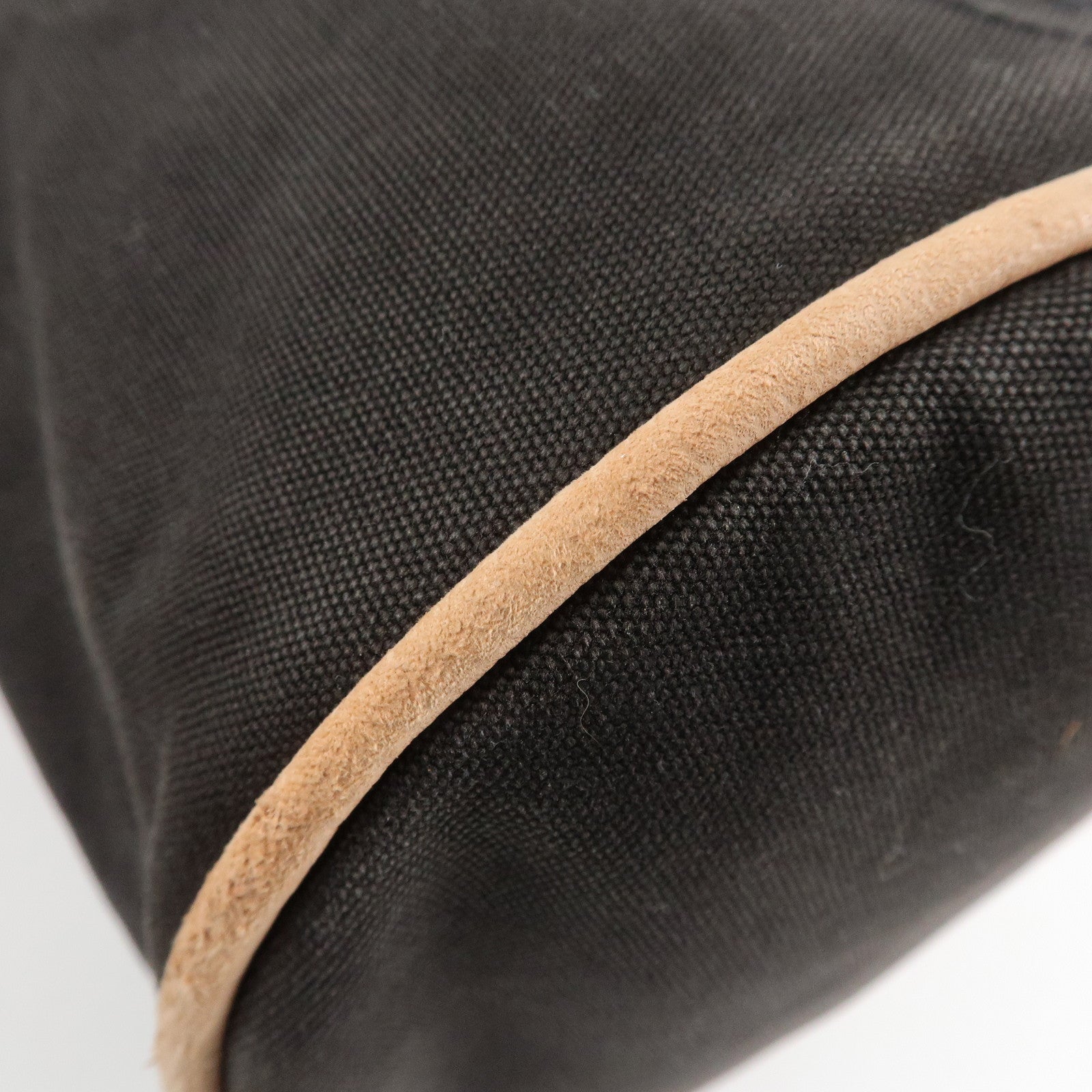 HERMES Cotton Canvas Leather  Polochon Mimile PM Black Used