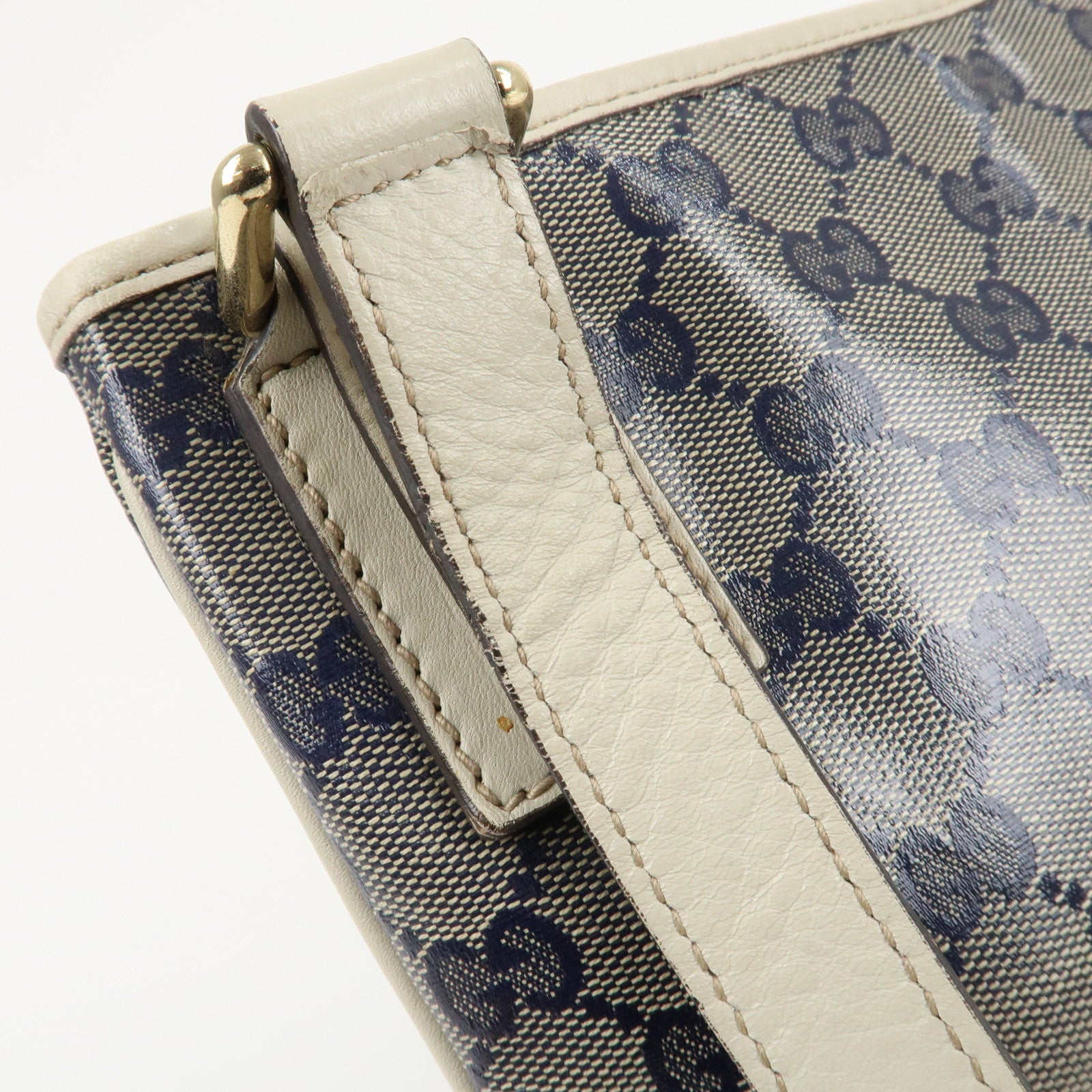 GUCCI Crystal GG Canvas Leather Shoulder Bag *Outlet 257246 Used