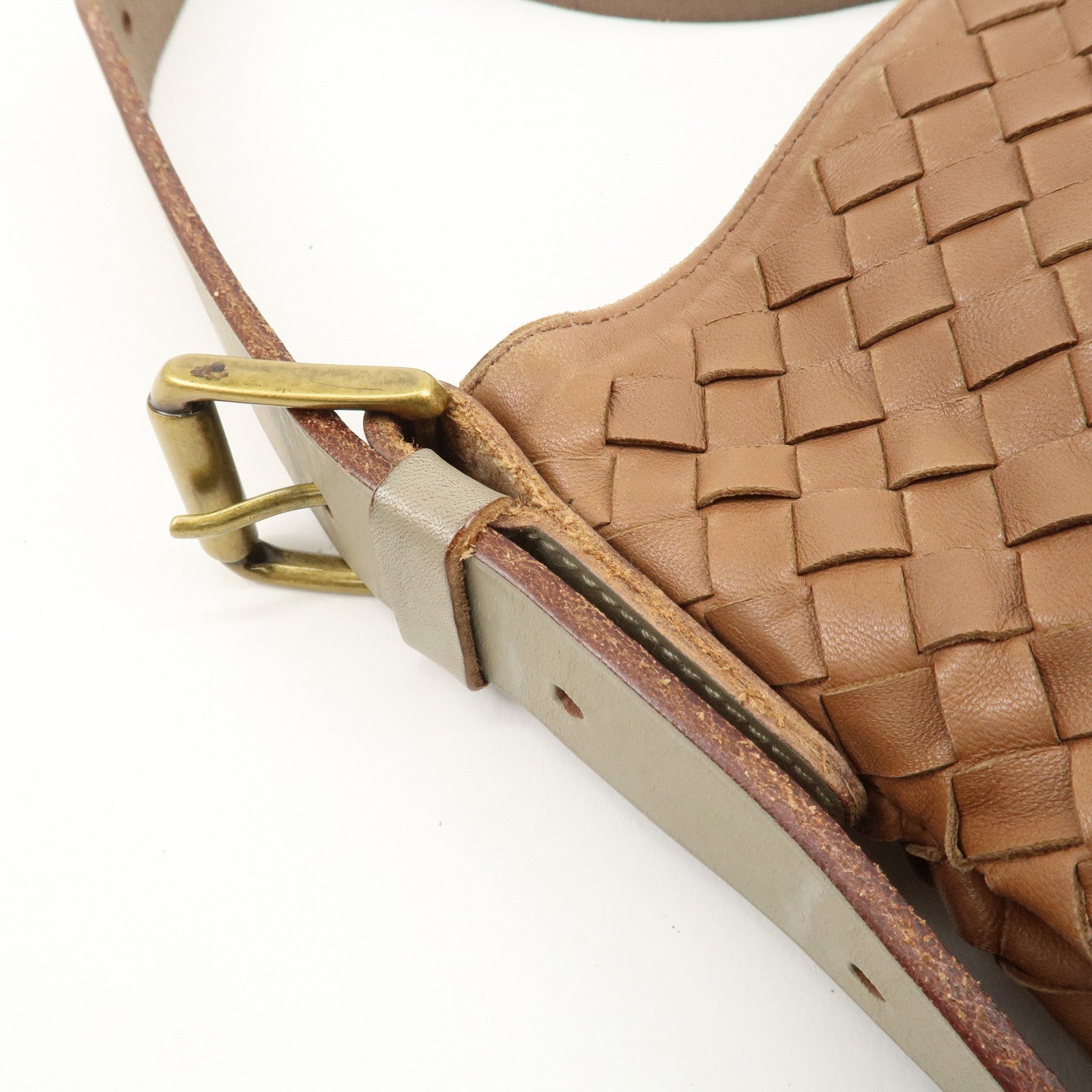 BOTTEGA VENETA Intrecciato Leather Shoulder Bag Brown