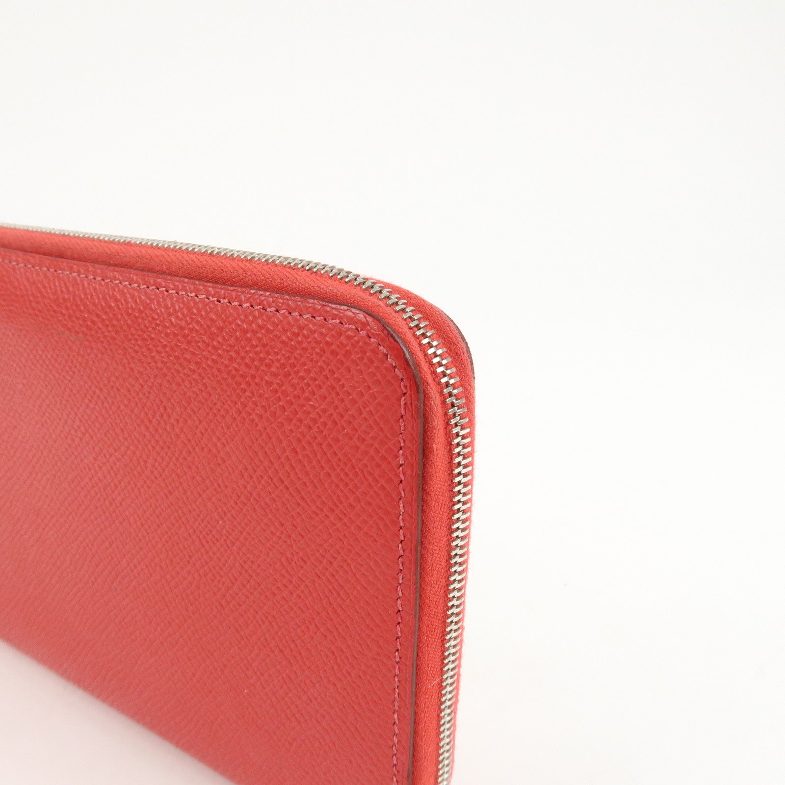 HERMES Leather Veau Epsom Azap Long Silkin Wallet Red Used