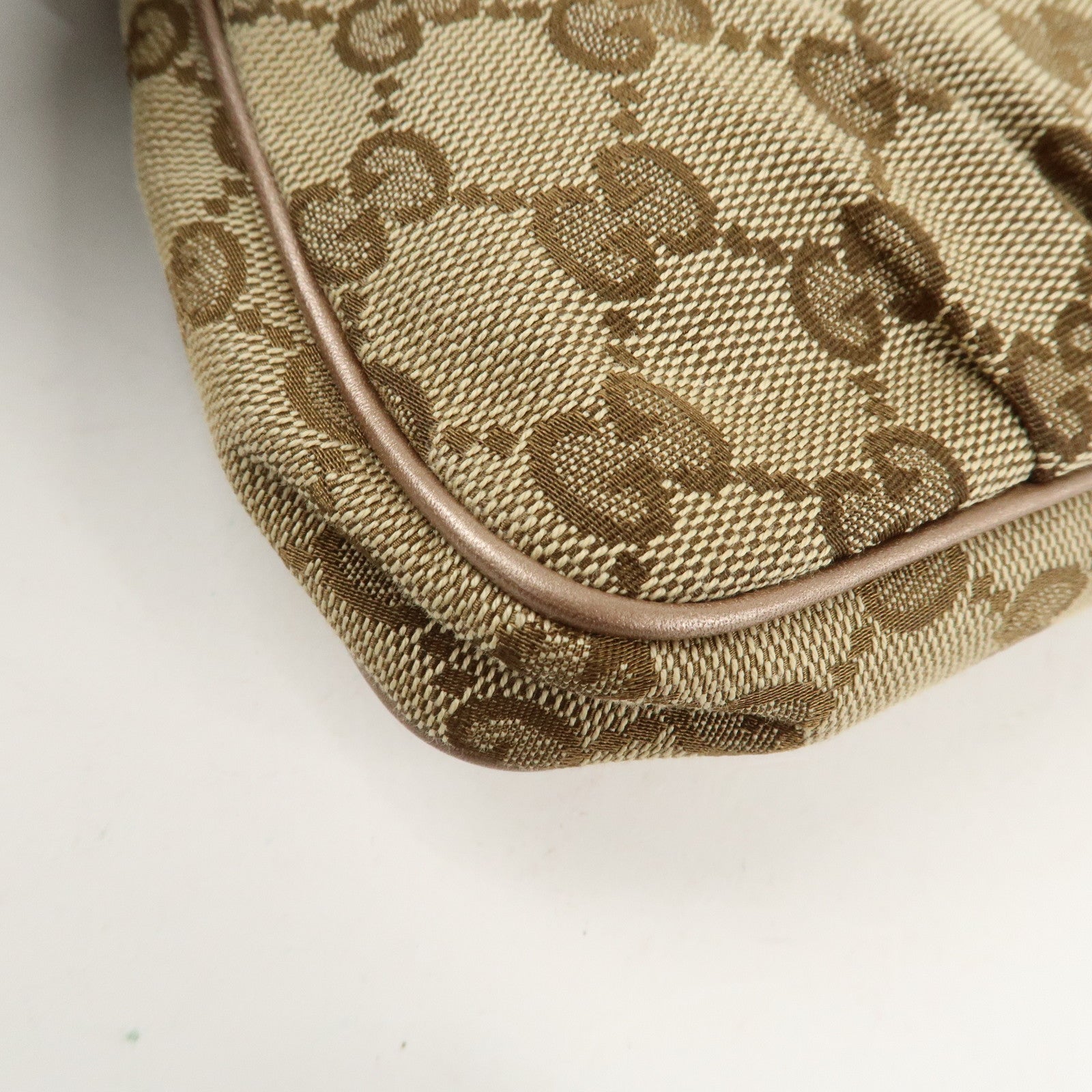 GUCCI Lovely GG Canvas Leather Shoulder Bag Beige Pink 256899 Used