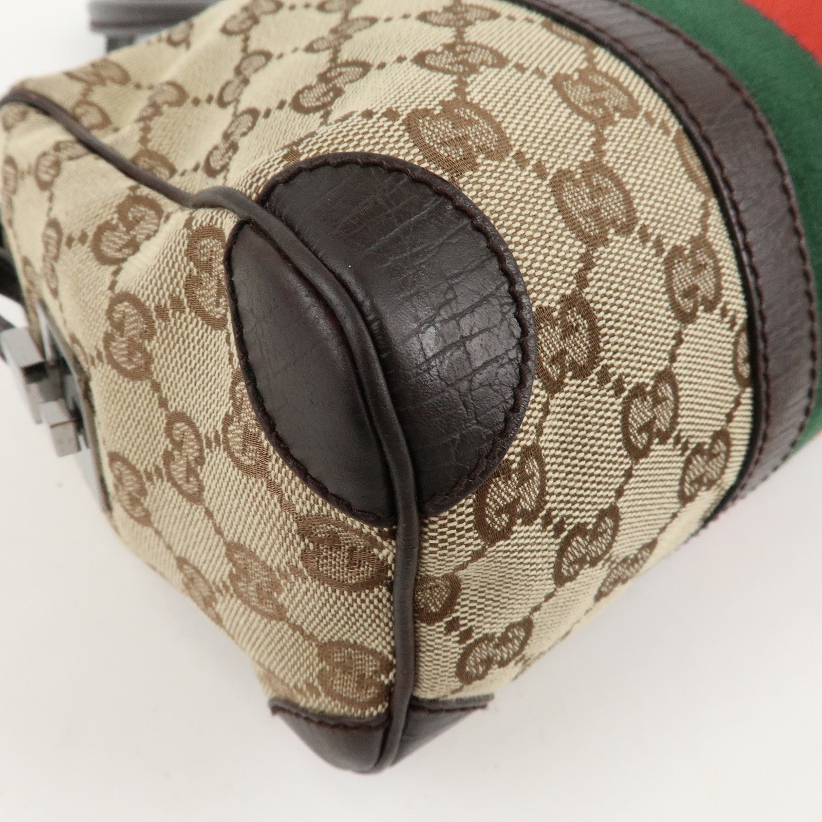 GUCCI GG Canvas Leather Mini Boston Bag Beige Brown 30458