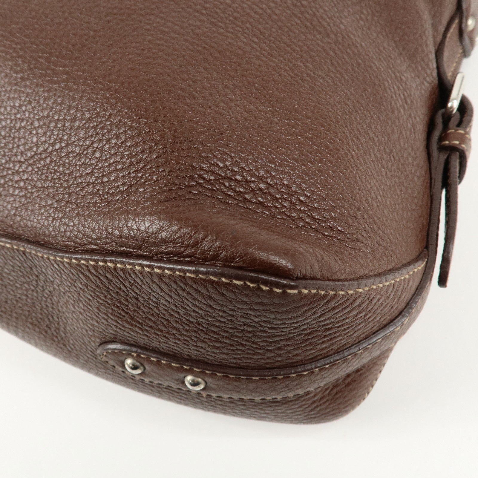 PRADA Leather Shoulder Bag Brown BR3408