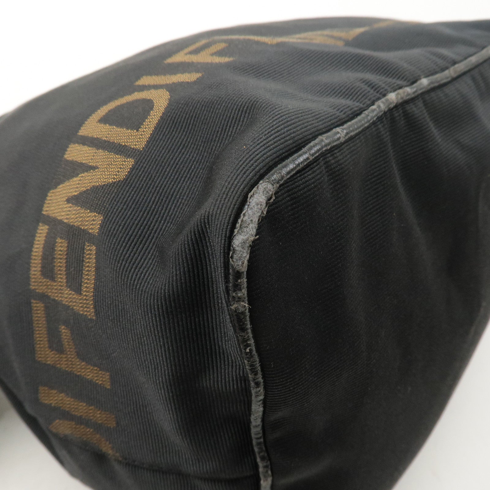 FENDI Nylon Logo Shoulder Bag Had Bag Black 26587