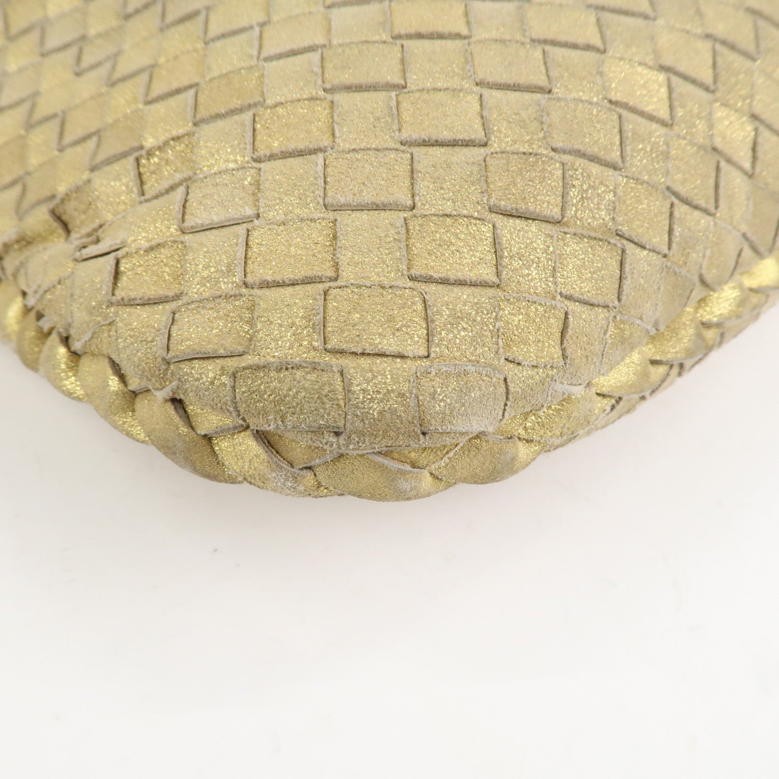 BOTTEGA VENETA Intrecciato Leather Shoulder Bag Gold 115653 Used