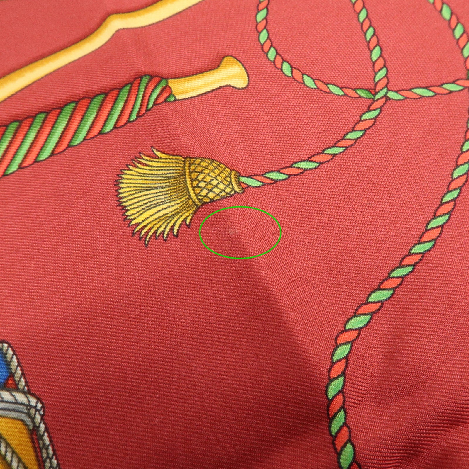 HERMES Carre 90 100% Silk Scarf LES TAMBOURS Drum Print Wine Red Used