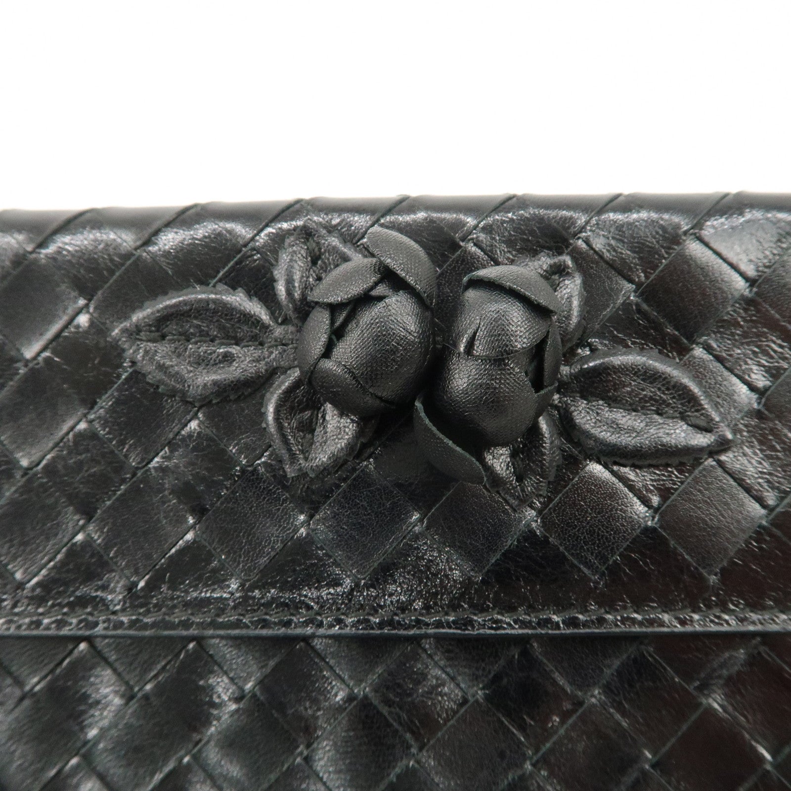 BOTTEGA VENETA Intrecciato Leather W Hook Bifold Wallet Black