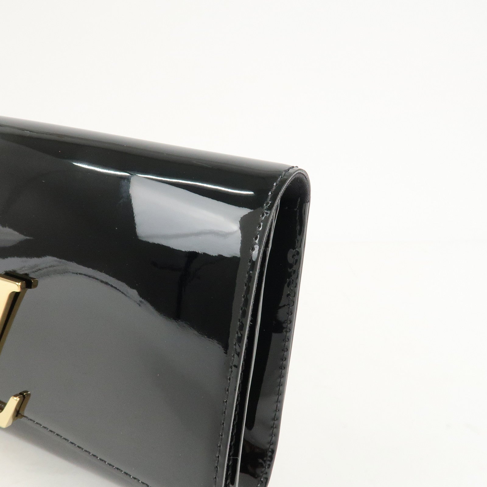 Louis Vuitton Vernis Pochette Louise EW Clutch Bag Noir M90083 Used