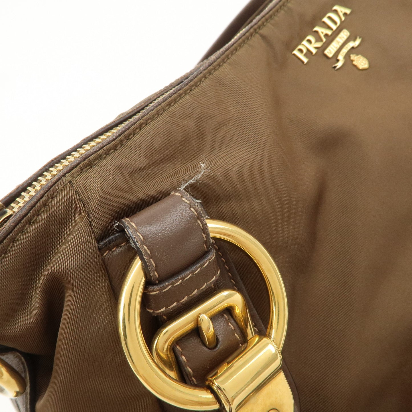 PRADA Nylon Leather 2Way Shoulder Bag Brown BR4261