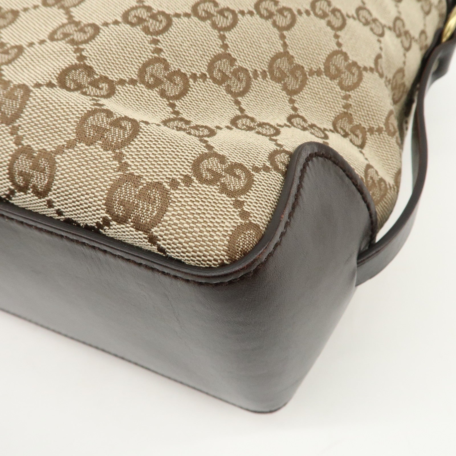 GUCCI GG Canvas Leather Tote Bag Beige Dark Brown 106251 Used