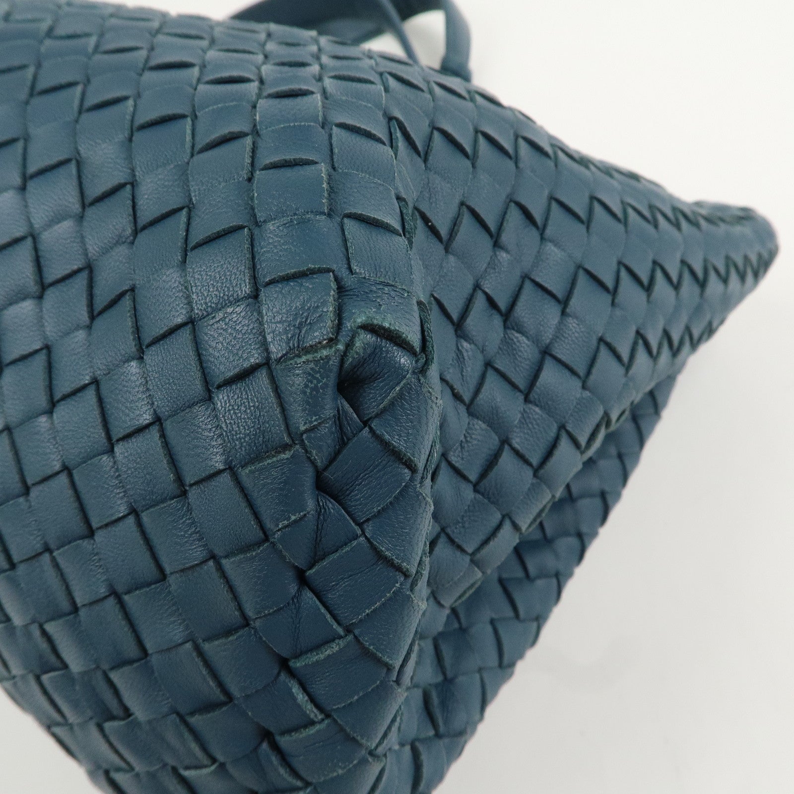 BOTTEGA VENTA Intrecciato Leather Shoulder Bag Hand Bag Blue