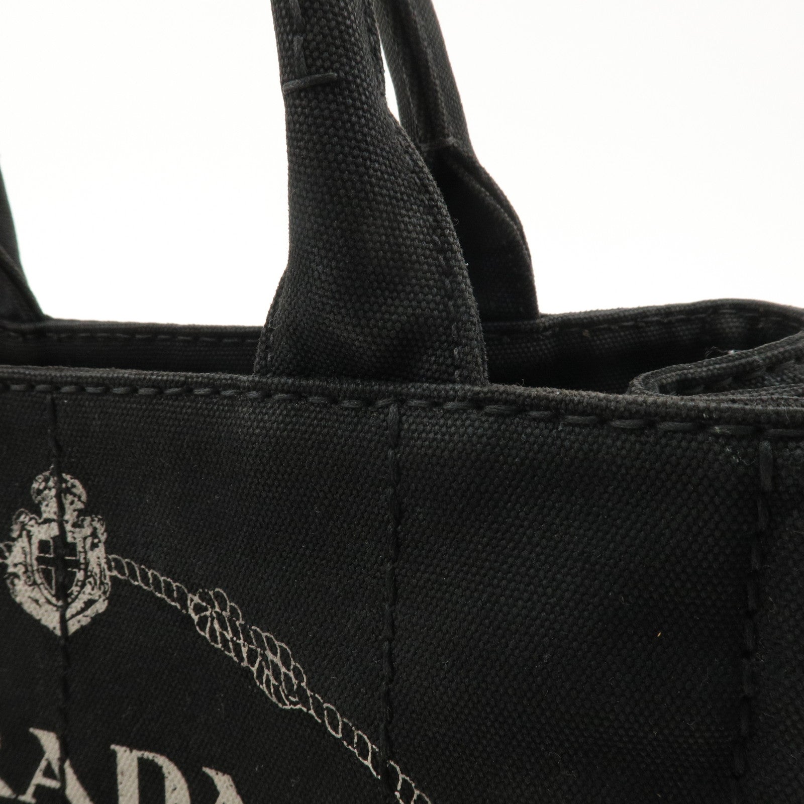 PRADA Canapa Mini Canvas 2Way Bag Hand Bag Black B2439G