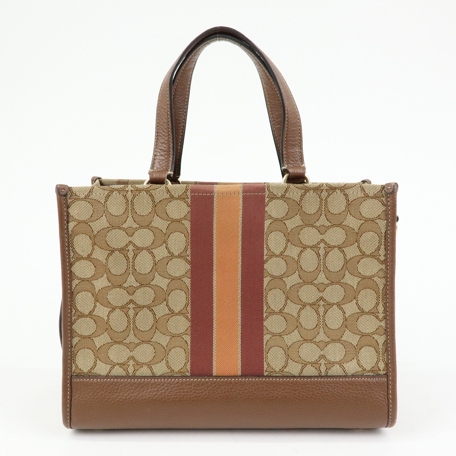 COACH Signature 2Way Canvas Leather Shoulder Bag Hand Bag Beige