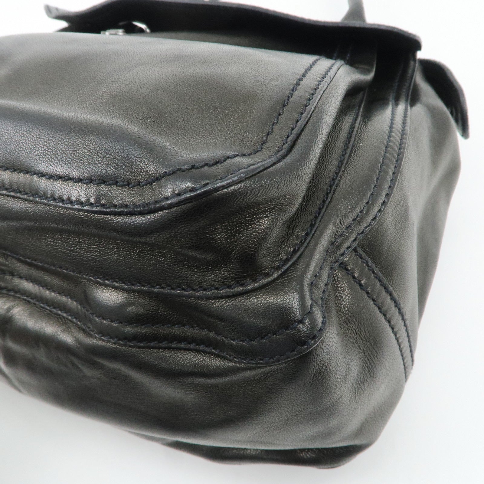 PRADA Leather Tote Bag Black Used