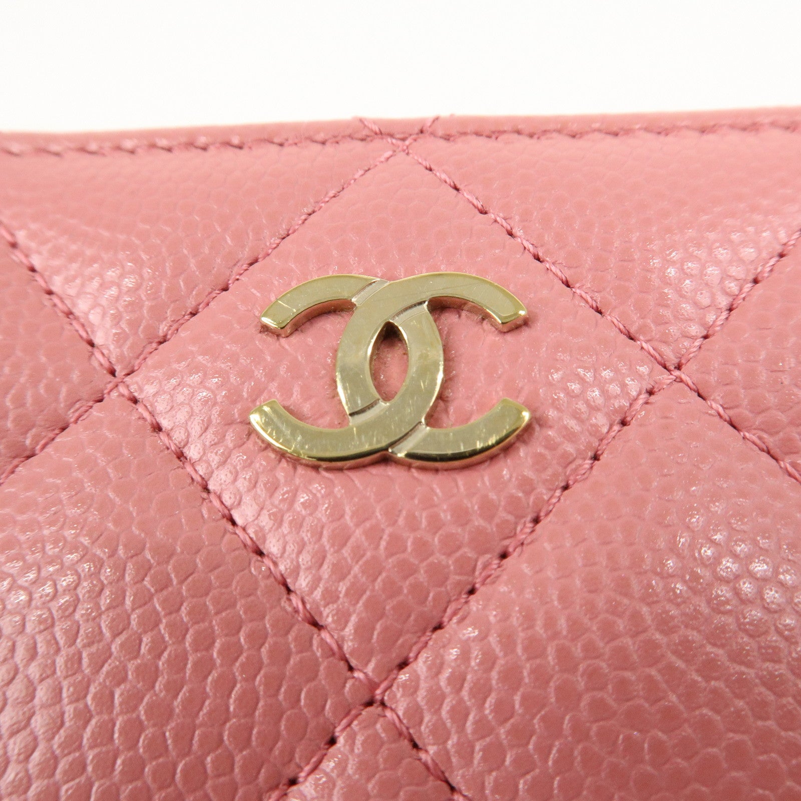 CHANEL Matelasse Caviar Skin Zippy Around Coin Case Pink