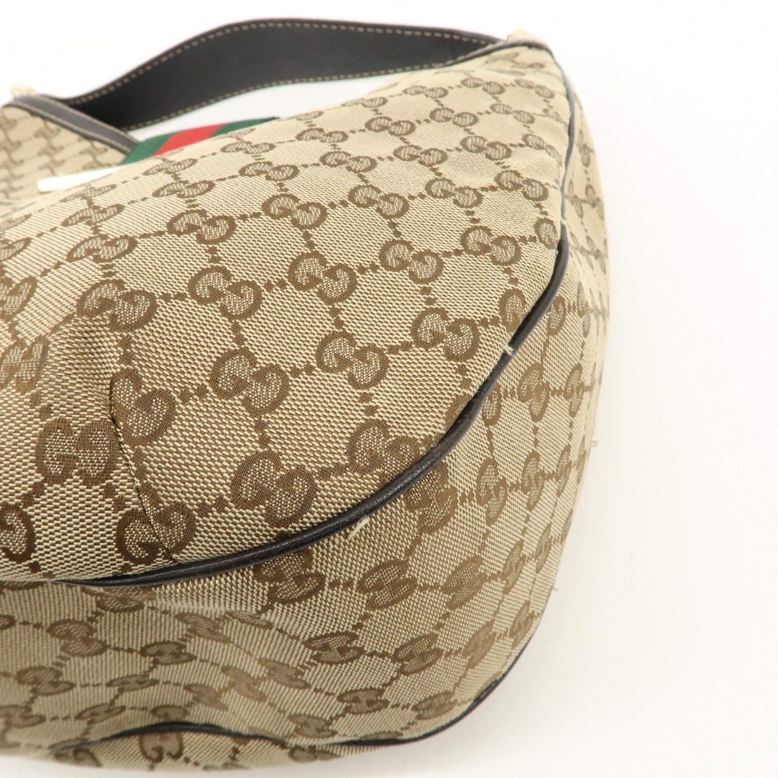 GUCCI Sherry GG Canvas Leather Shoulder Bag Beige Black 233604