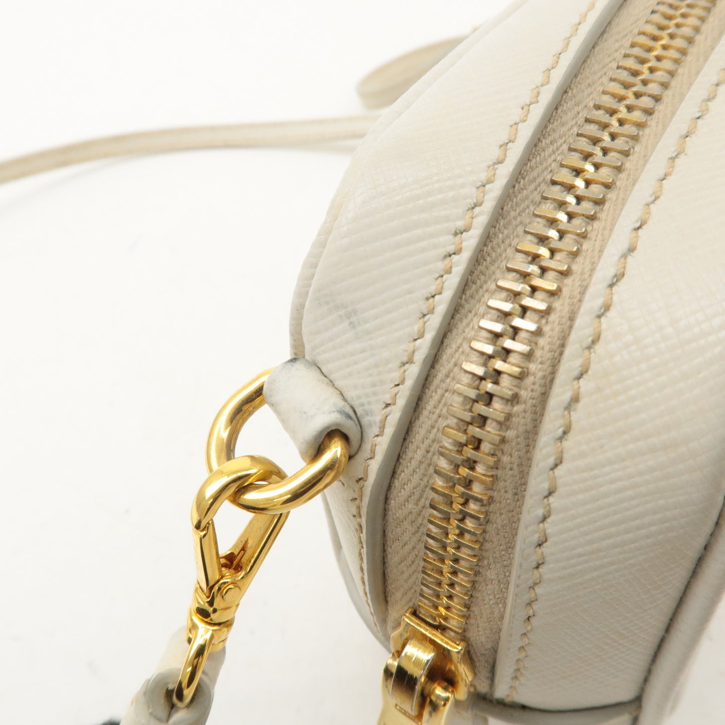PRADA Logo Saffiano Leather Shoulder Bag Crossbody Bag White