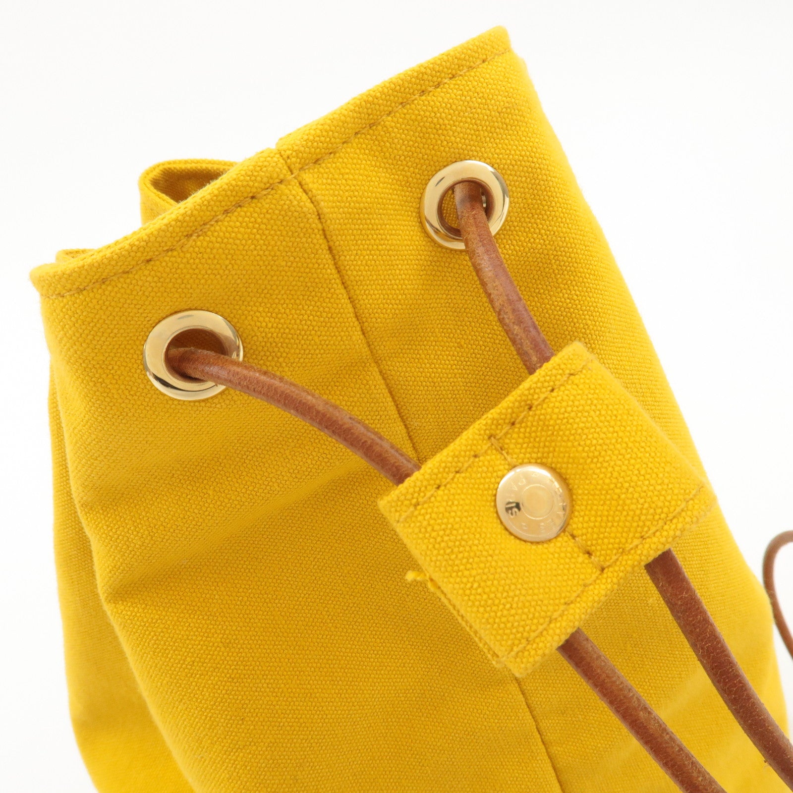 HERMES Canvas Leather Porochon Mimil PM Shoulder Bag Yellow