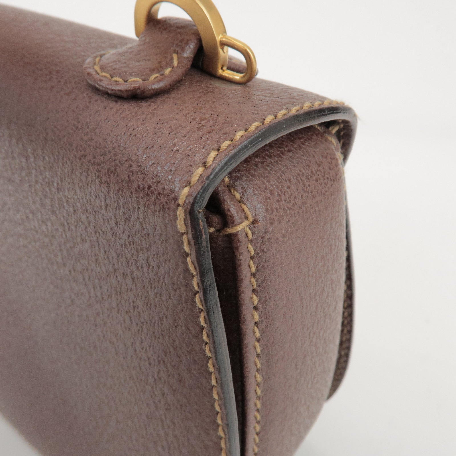 GUCCI Bamboo Leather 2Way Bag Hand Bag Shoulder Bag Brown 000 2040