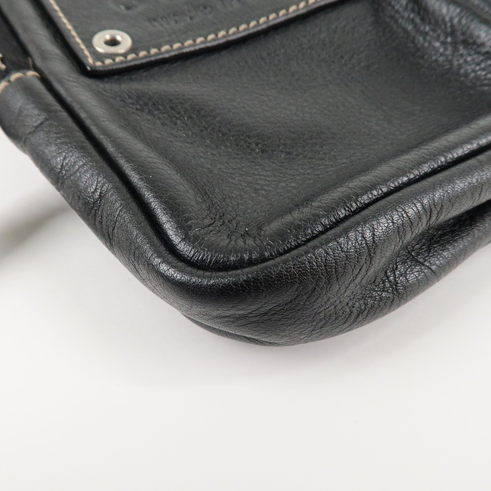 GUCCI Leather Nylon Waist Bag Cross Body Bag Black 201846 Used