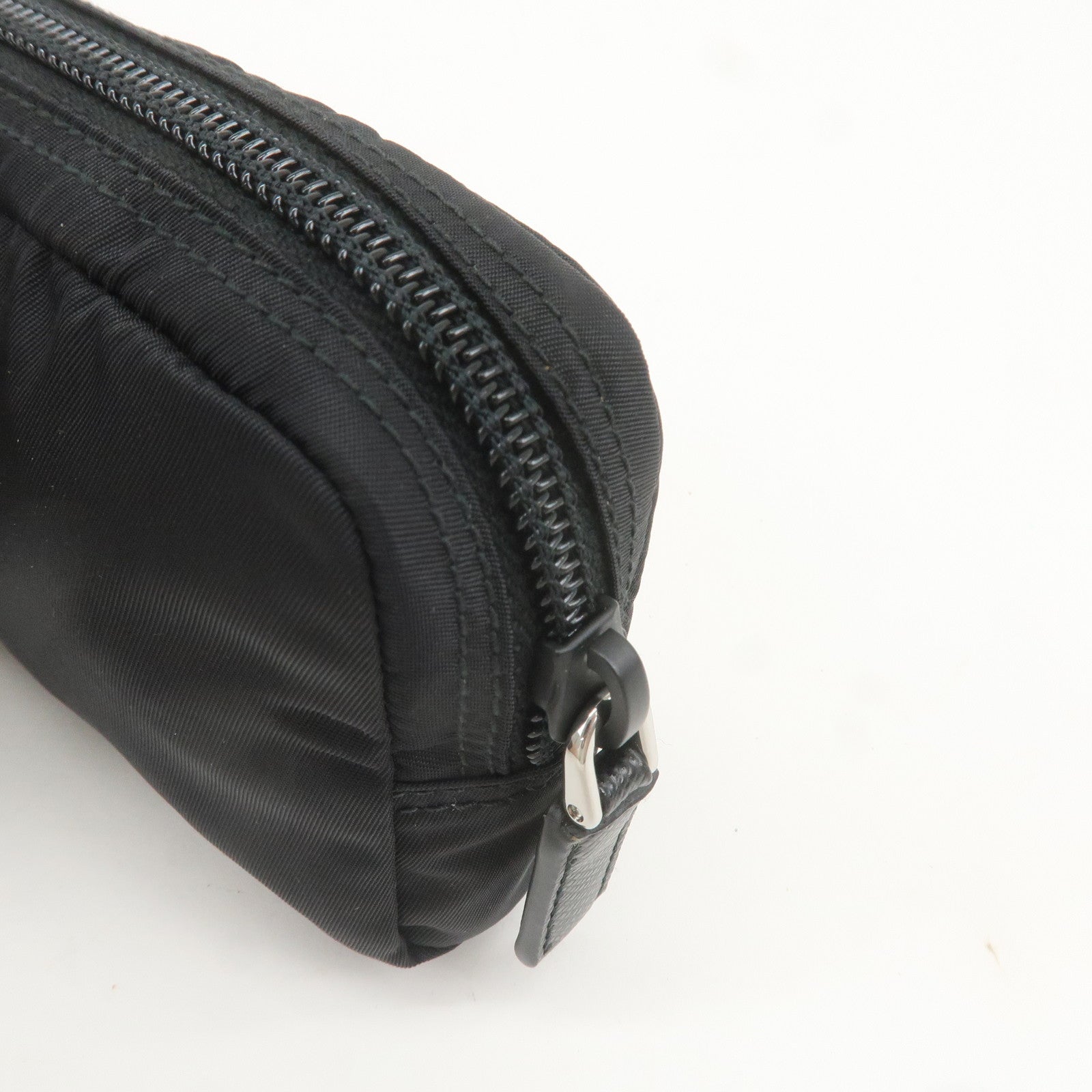 PRADA Nylon Leather Pouch Mini Case Black 1NA339