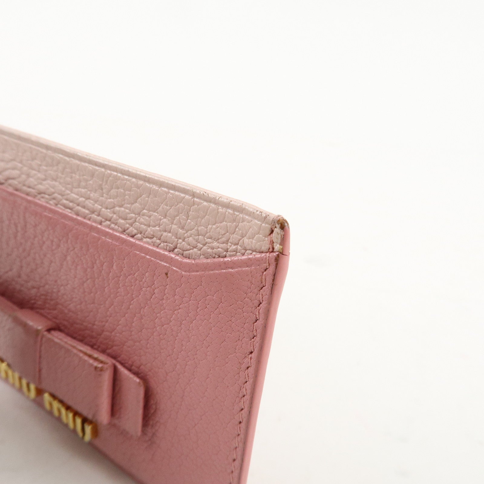 MIU MIU Leather Ribbon Card Case Pink