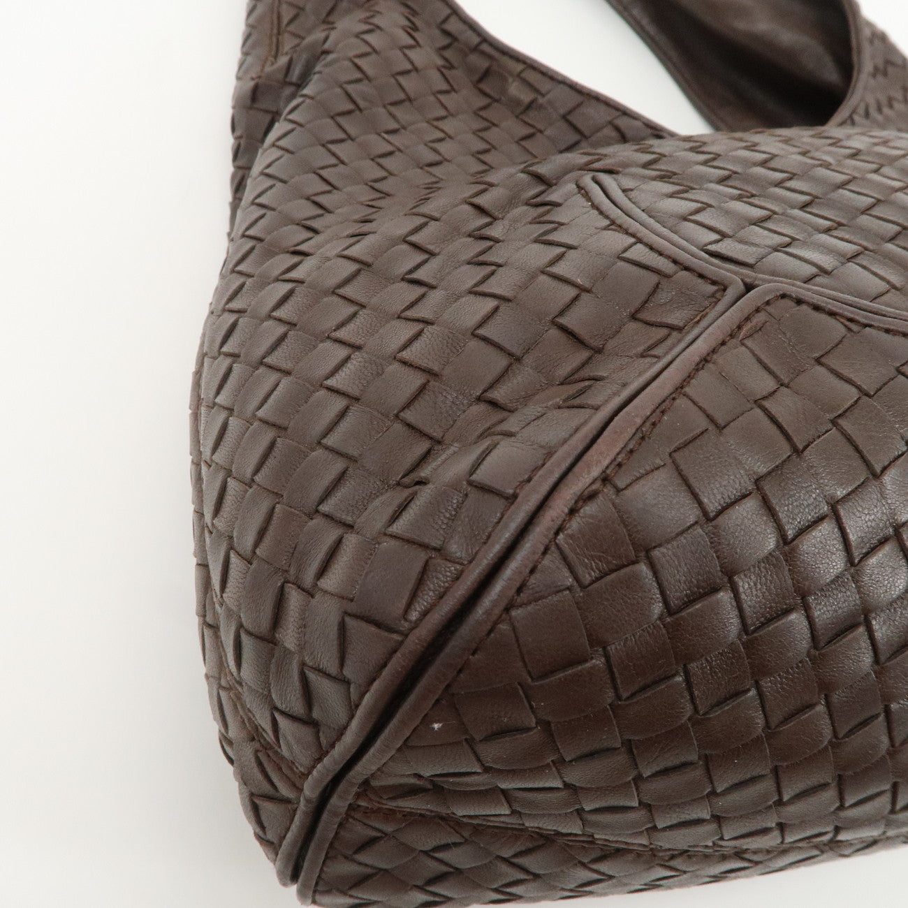 BOTTEGA VENETA Intrecciato Leather Shoulder Bag Dark Brown