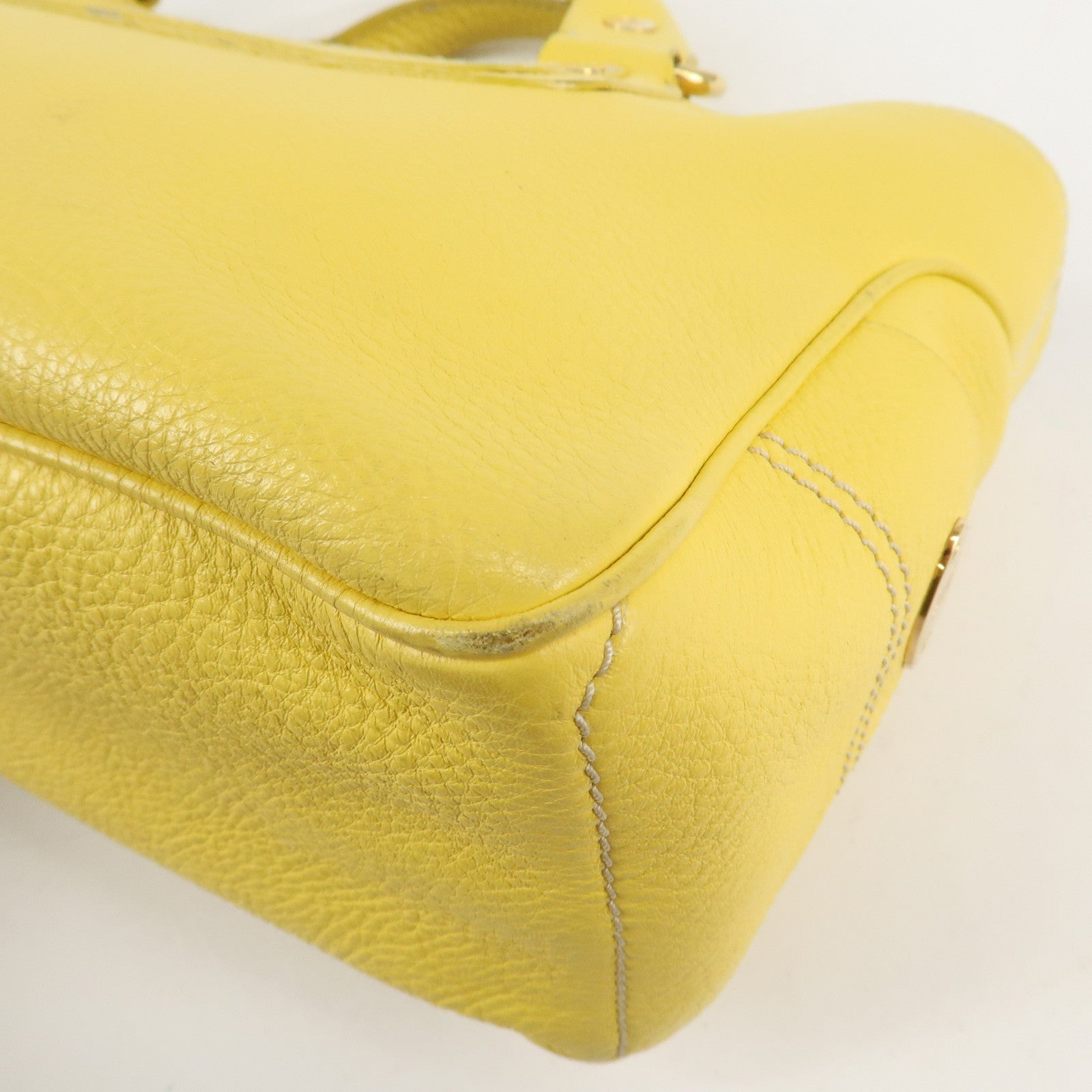 CELINE Leather Boogie Bag Hand Bag Tote Bag Yellow Gold HDW Used