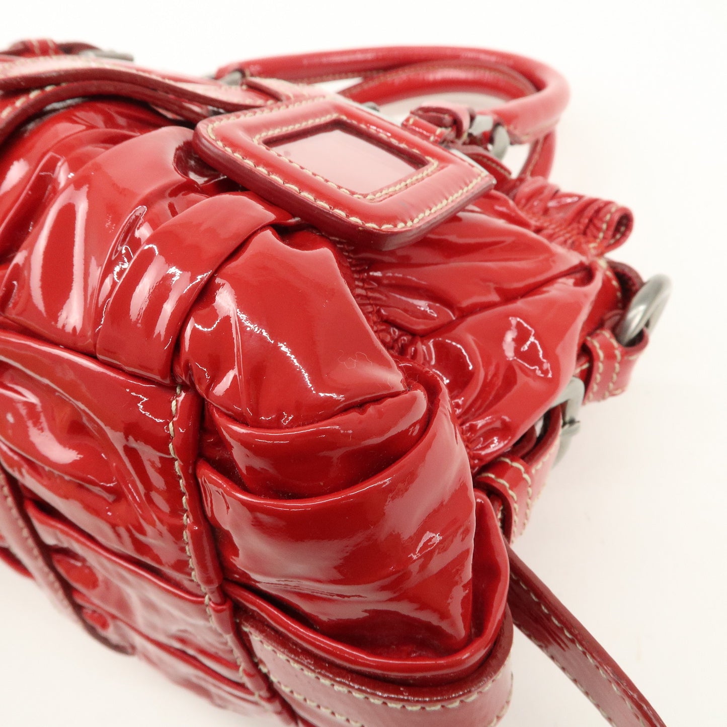 PRADA Patent Leather 2Way Bag Hand Bag Shoulder Bag Red