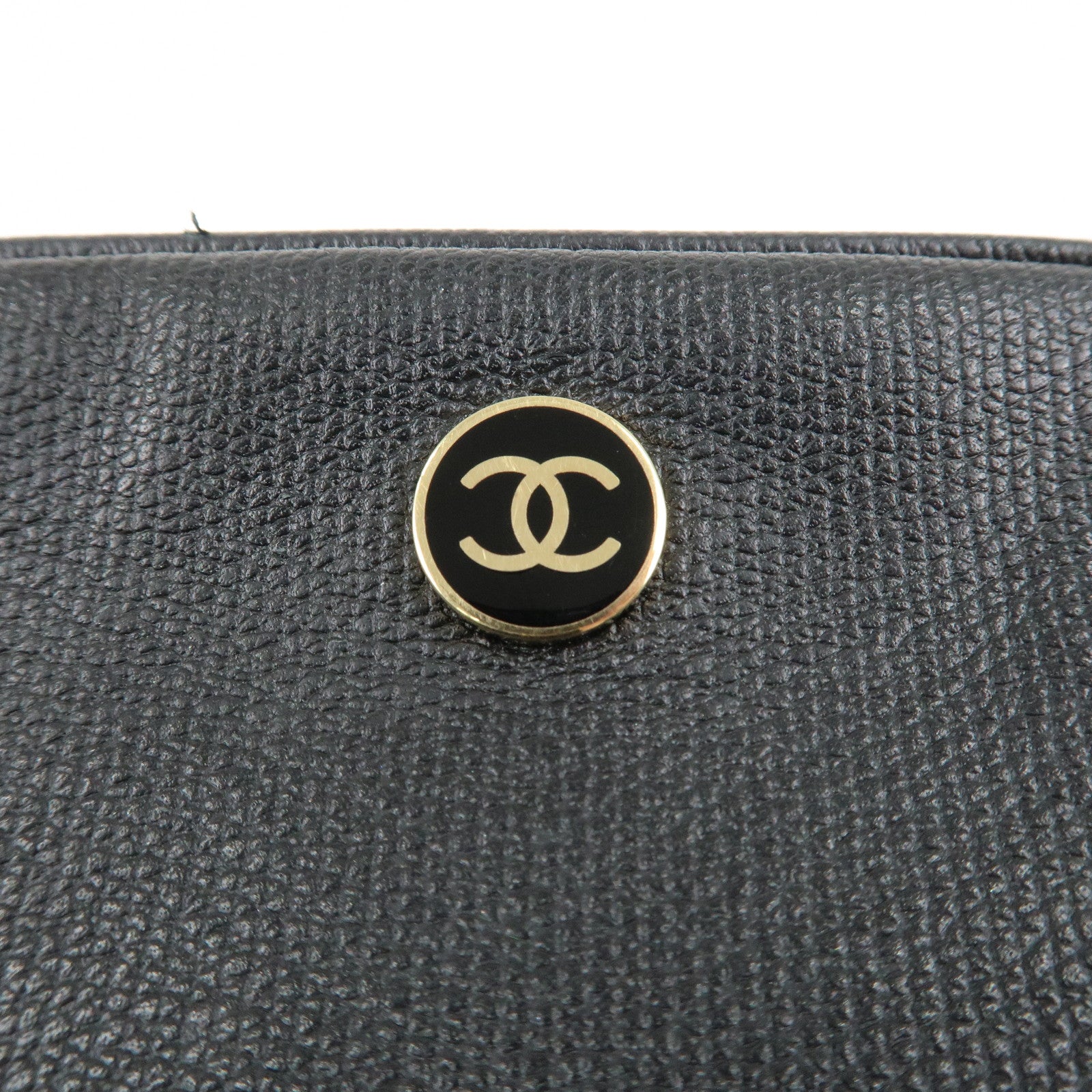 CHANEL COCO Button Leather Cosmetic Pouch Black A20912