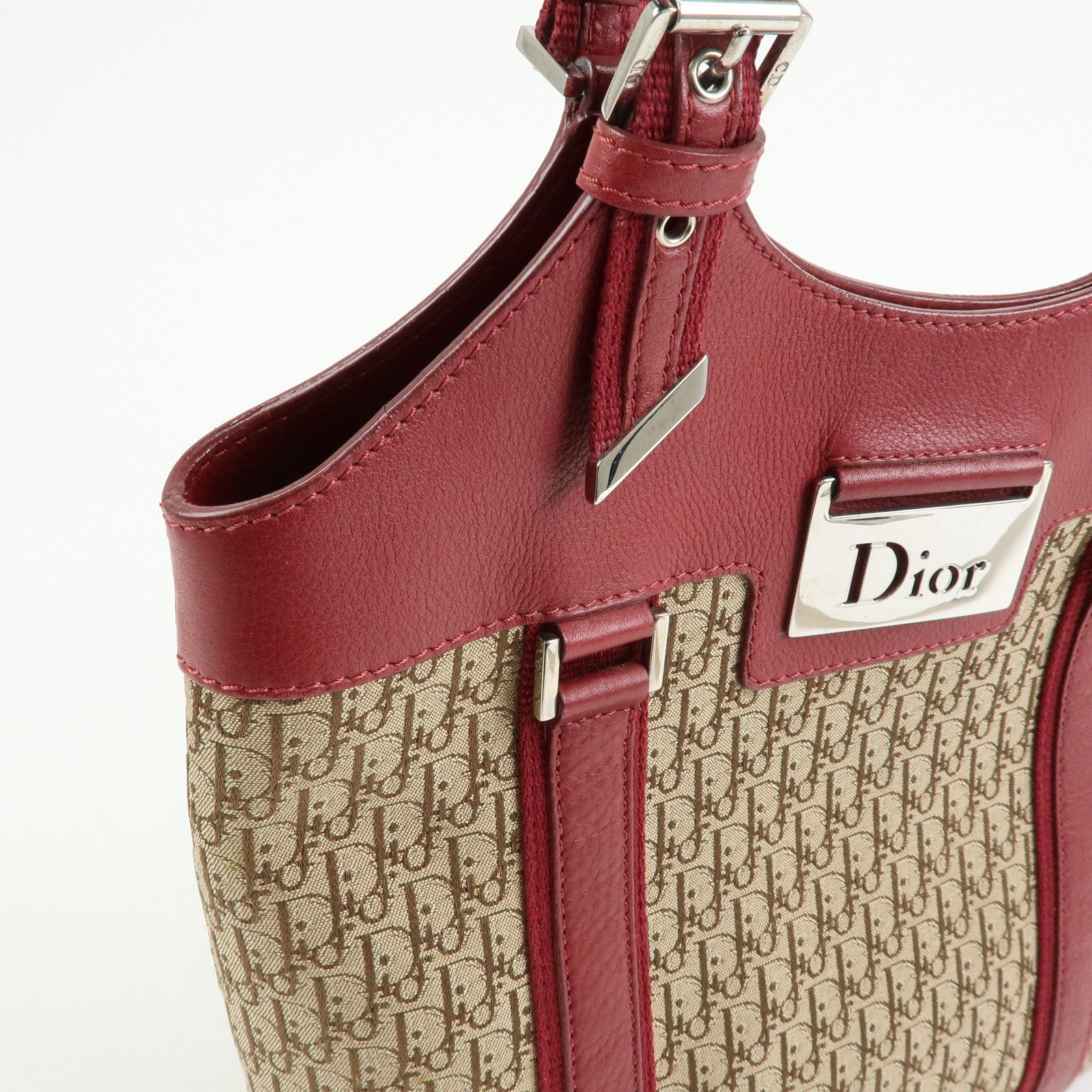 Christian Dior Street Chic Trotter Jaquard Canvas Leather Hand Bag