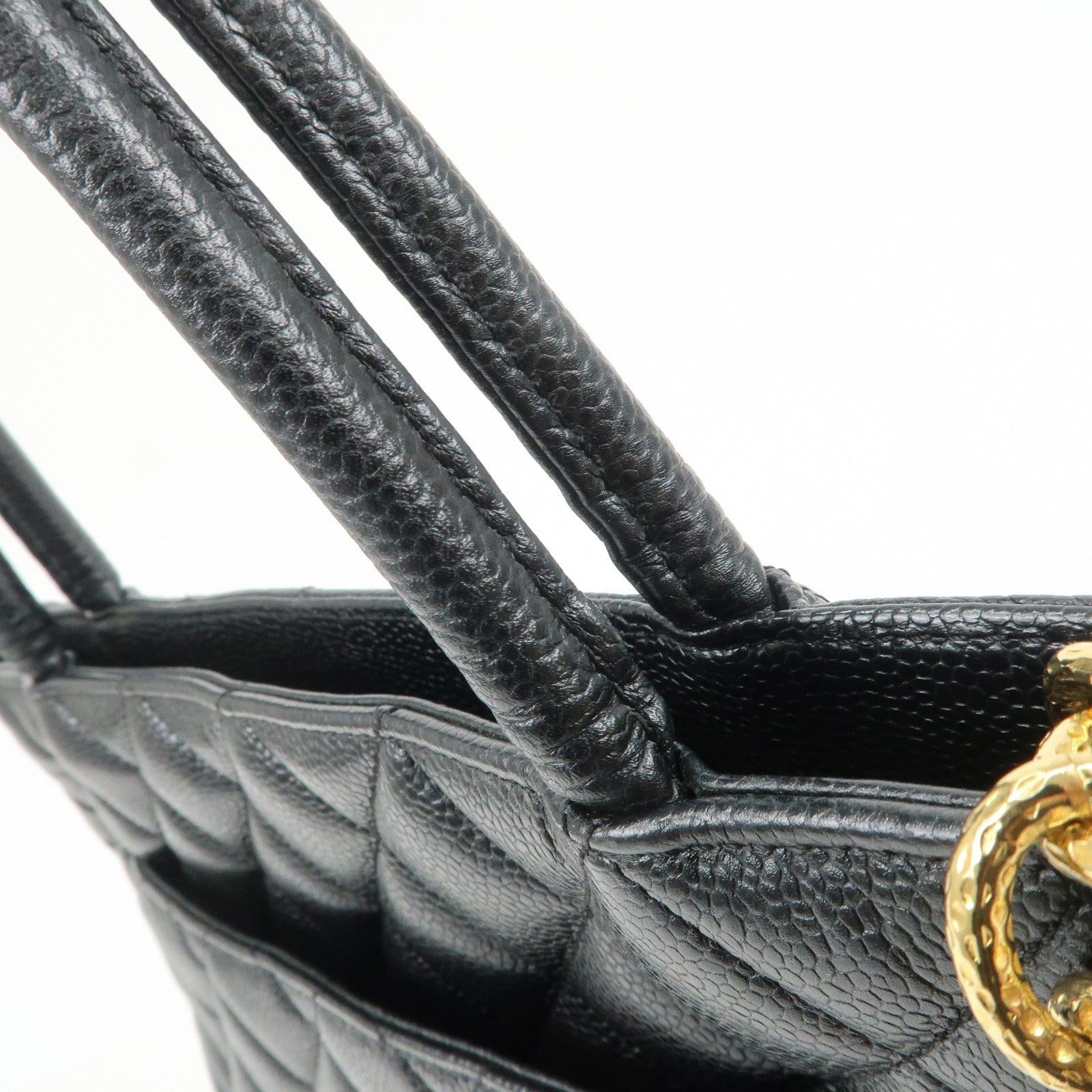 CHANEL Matelasse COCO Mark Medallion Tote Bag Hand Bag Black A01804