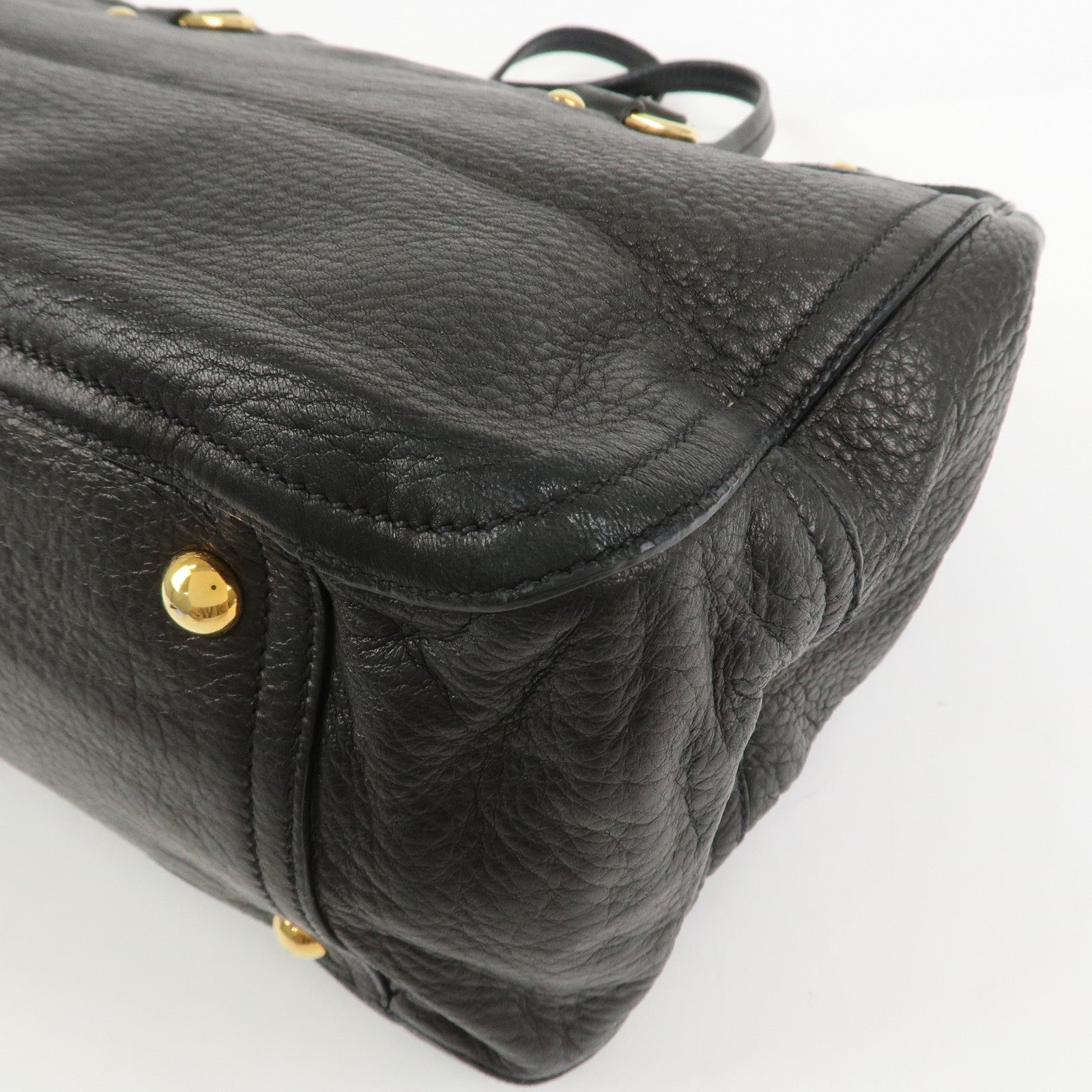 MIU MIU Leather Tote Bag Shoulder Bag Black