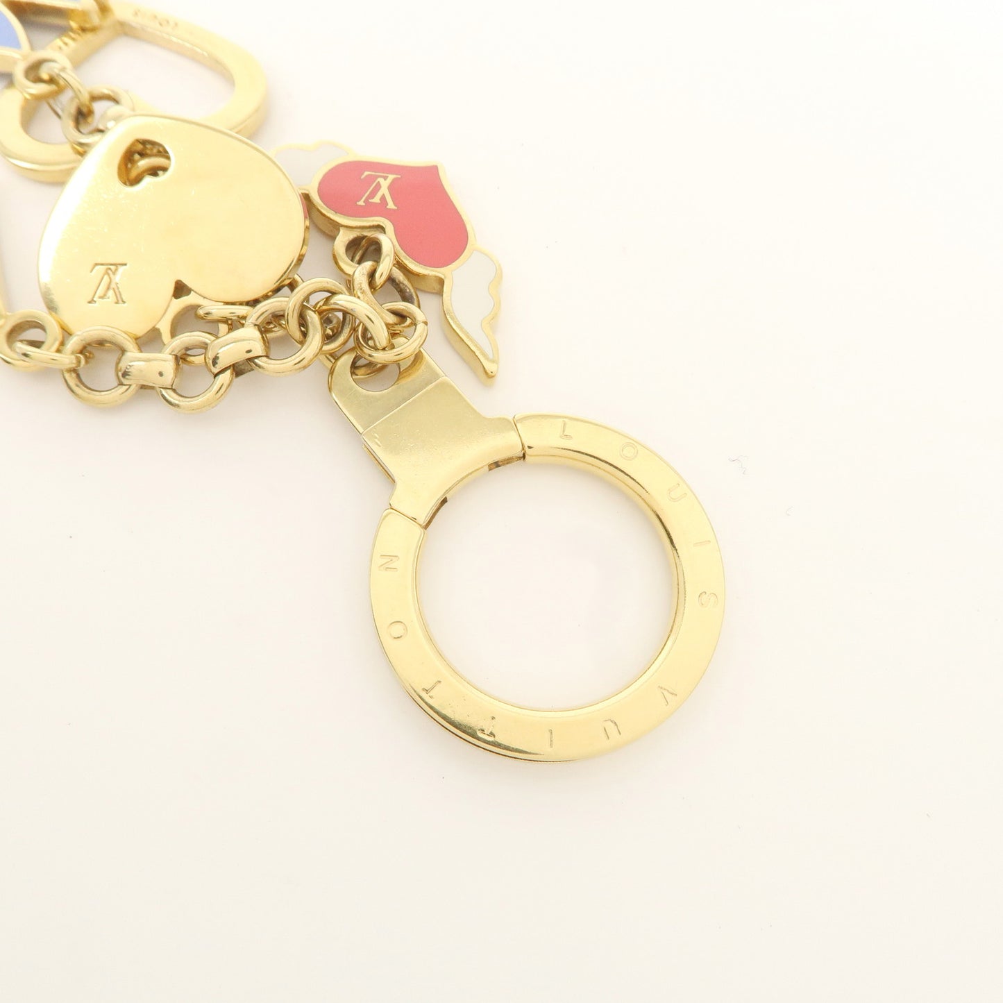 Louis Vuitton Porte Cles Message Charm Keychain Gold M66264