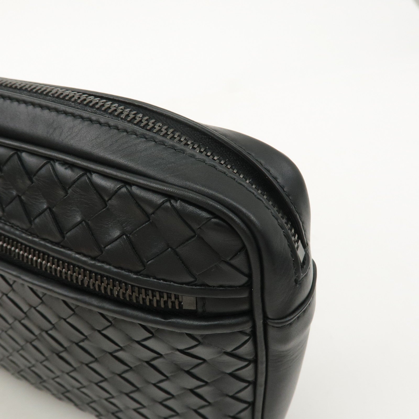 BOTTEGA VENETA Intrecciato Leather Clutch Bag Black