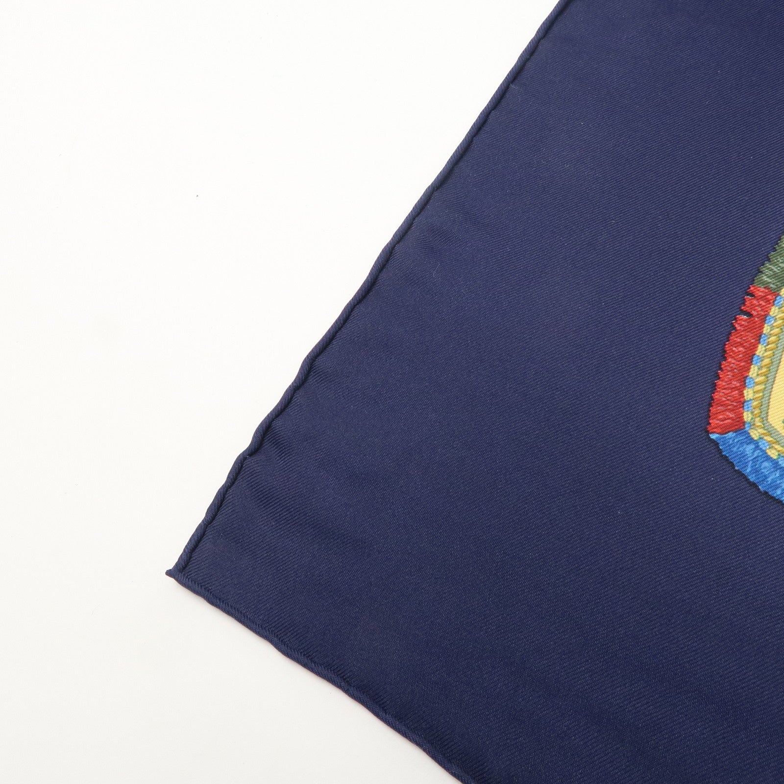 HERMES Carre 90 Silk 100%  Scarf CAVALIERS PEULS Navy Blue Used