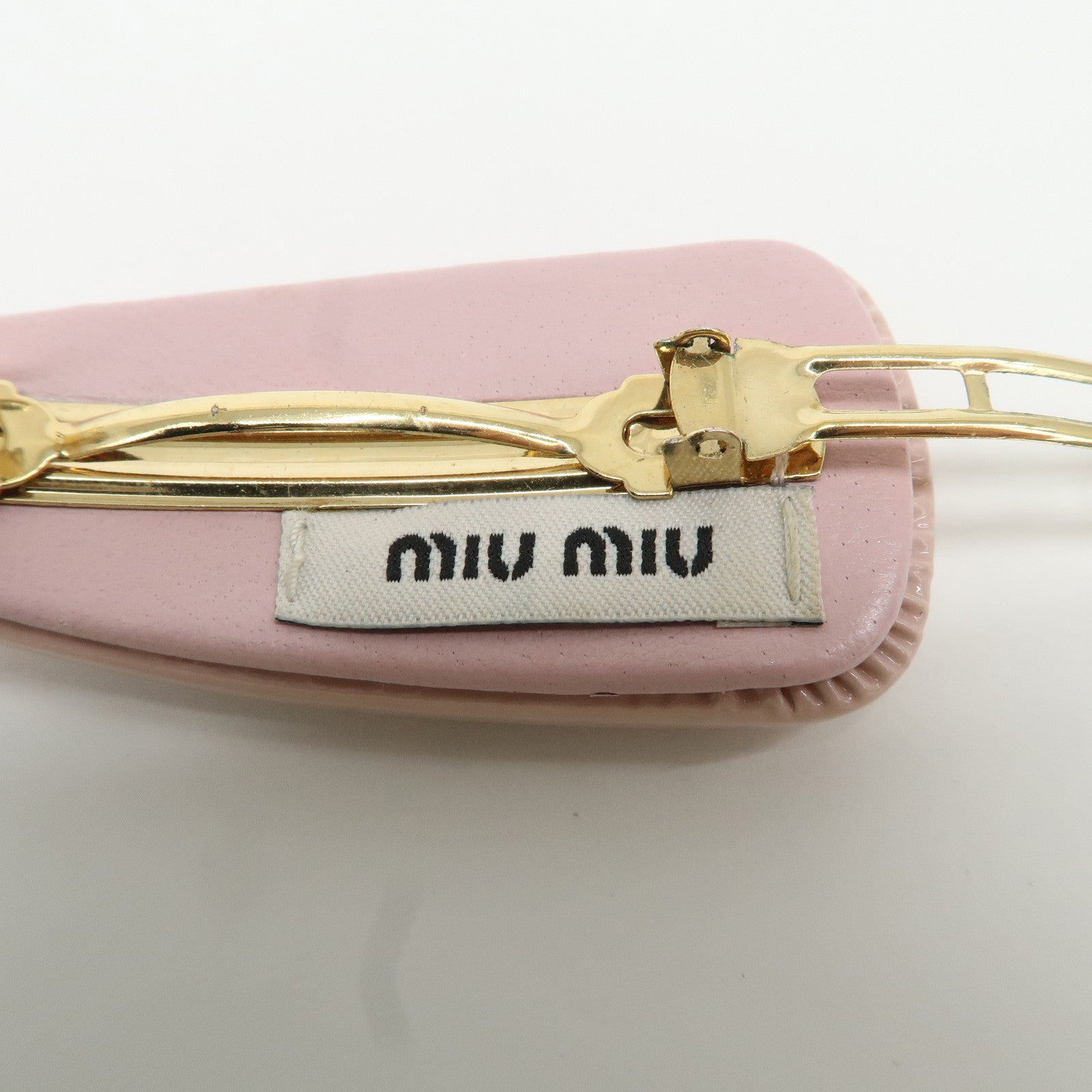 MIU MIU Patent Leather Hair Clip Pink Beige