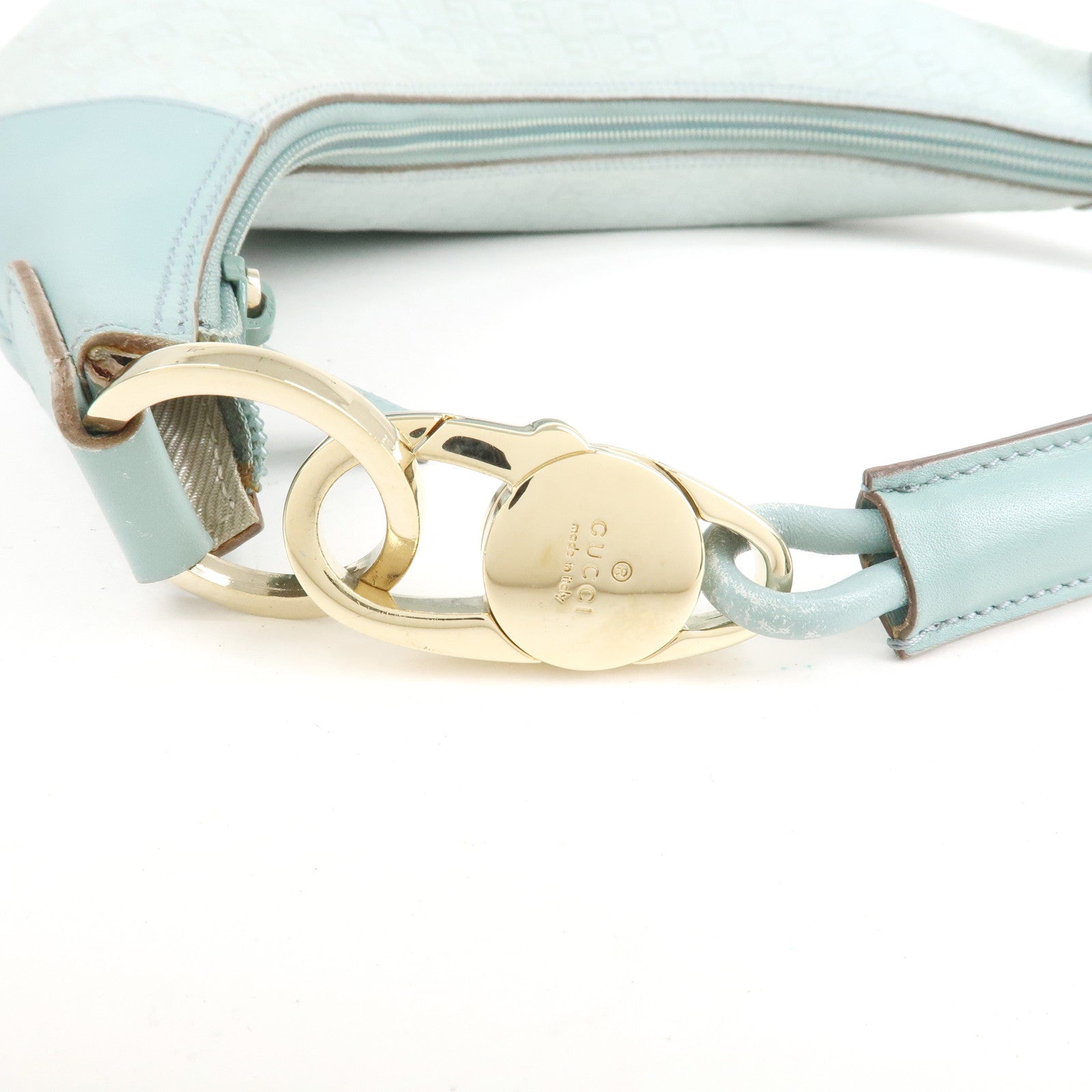 GUCCI Suede Leather Shoulder Bag Hand Bag Light Blue 001.4158