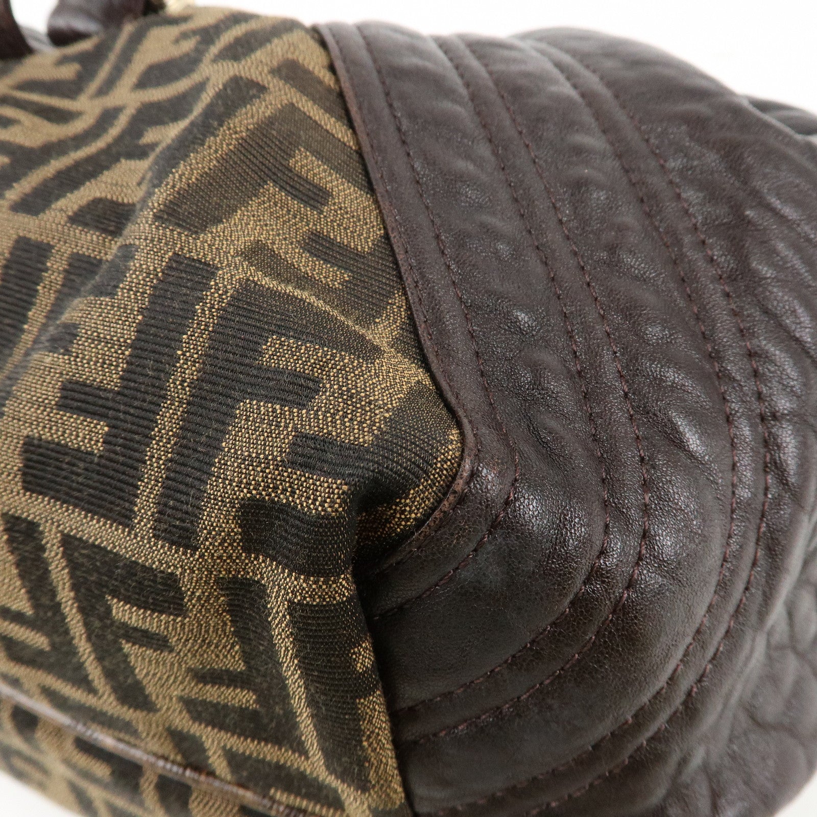 FENDI Zucca Canvas Leather Spy Bag Brown Black 8BR511 Used