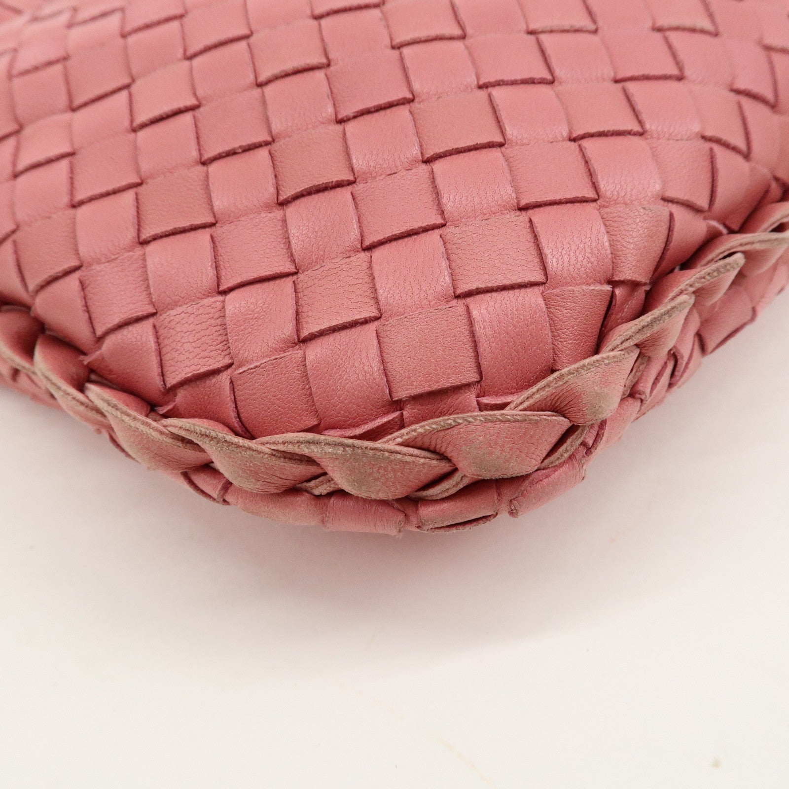 BOTTEGA VENETA Hobo Intrecciato Leather Shoulder Bag Pink 115653